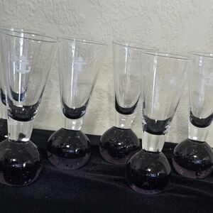 SET 6 Vintage Shot Glass Cordial Circleware Bubble Ball Bottom Royal Caribbean
